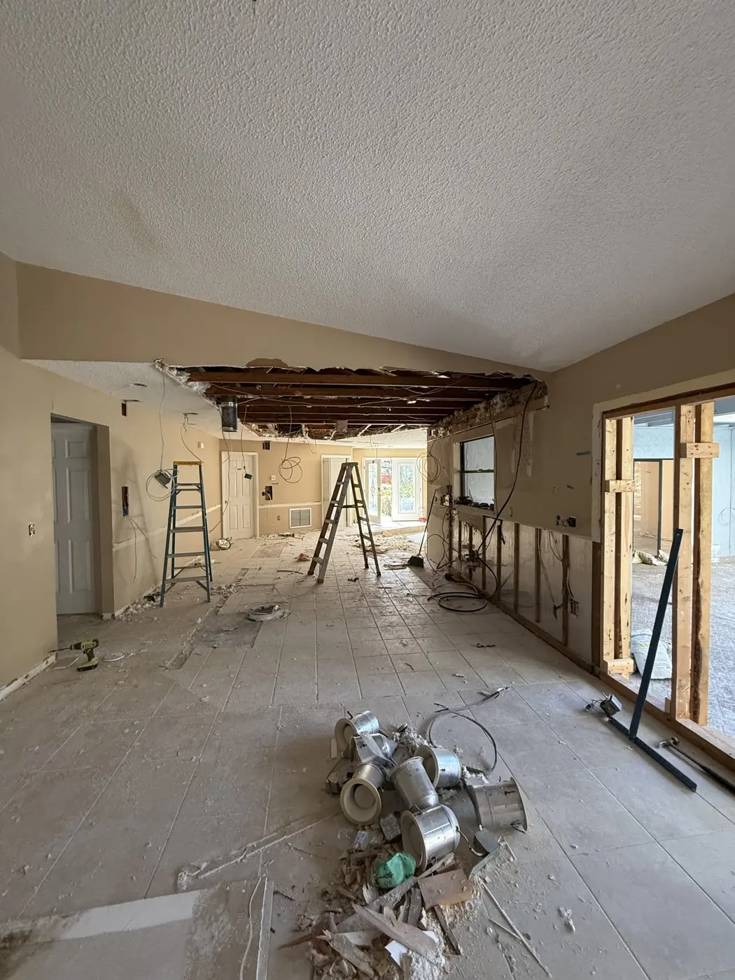 CFN whole-home remodel during demolition and structural work